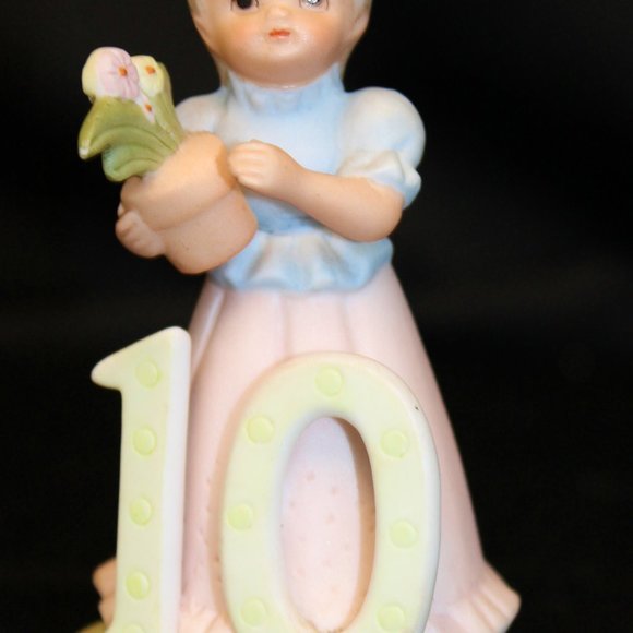 Lefton China Christopher Collection Birthday Growing Girls Age 1-10 Young Flower - Picture 10 of 10